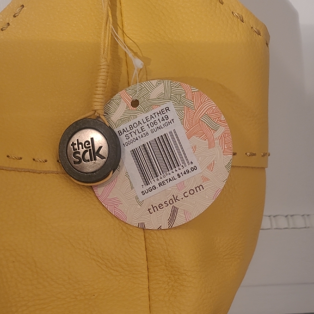 The Sak Yellow Leather Shoulder Bag with Brown Handles - Picture 3 of 11